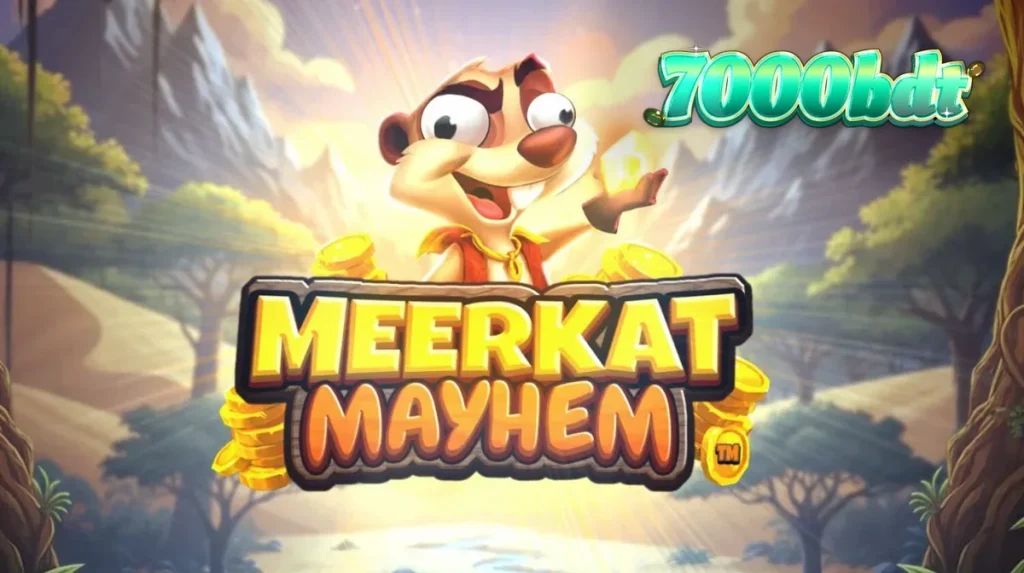 Meerkat Mayhem স্লট গেমের মরুভূমি এবং গুপ্তধন থিমযুক্ত ইন্টারফেস